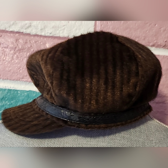 Chic Brown Faux Fur Bucket Hat with Black Band - Picture 4 of 11